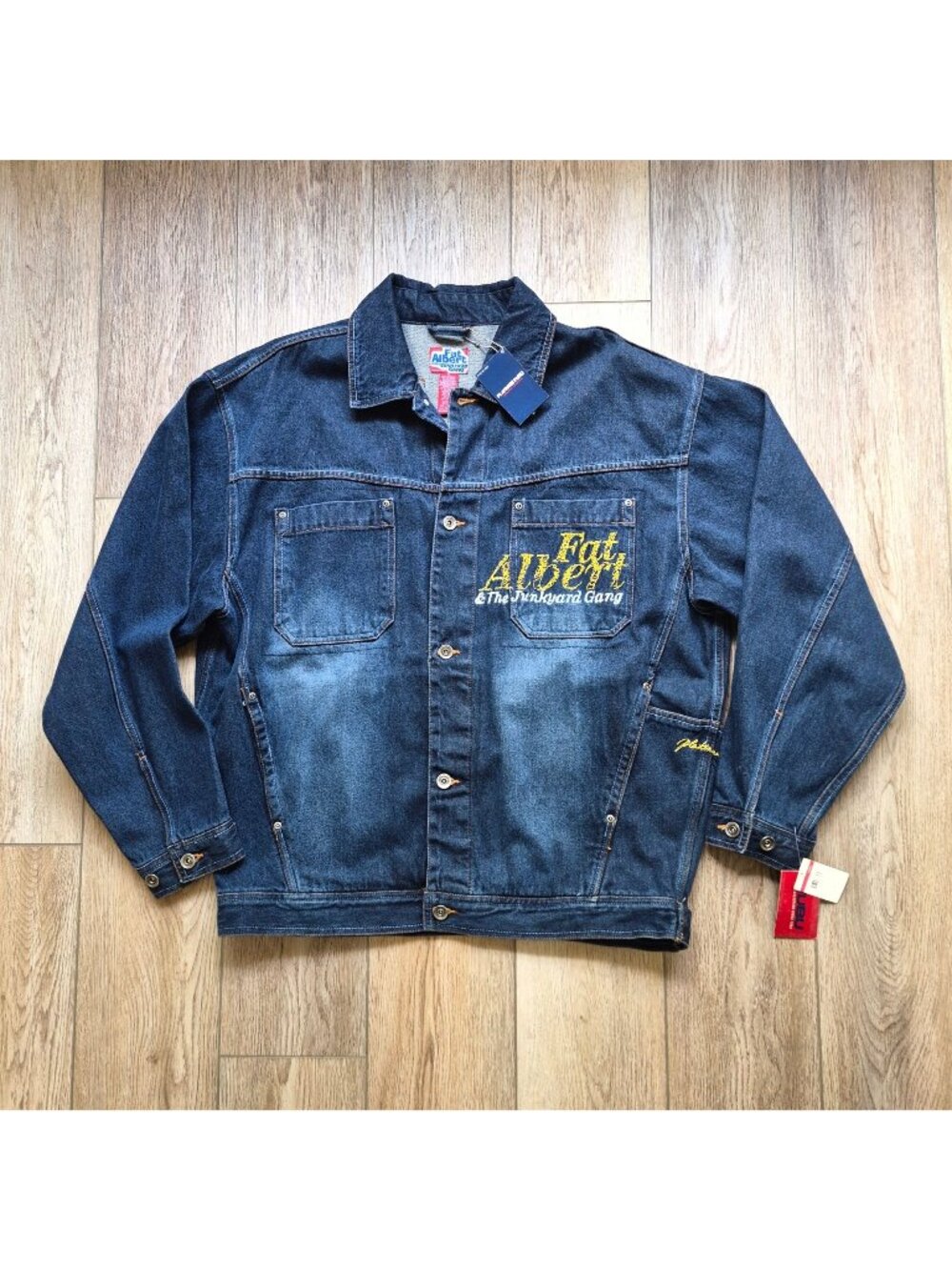 Vintage FUBU Platinum Fat Albert & Junkyard Gang Y2K Denim Jacket Size XL NWT